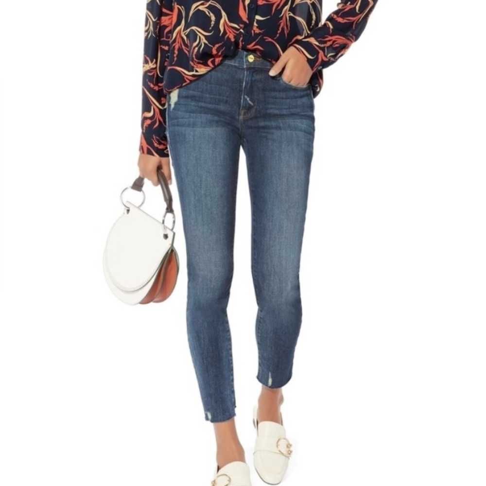 Frame Jeans Size 29 Le Skinny de Jeanne Distressed in Victoria Park Wash